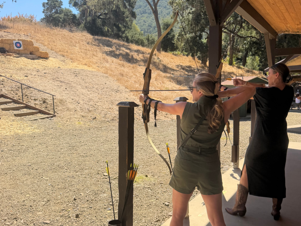 Jennifer Cassetta doing Archery.